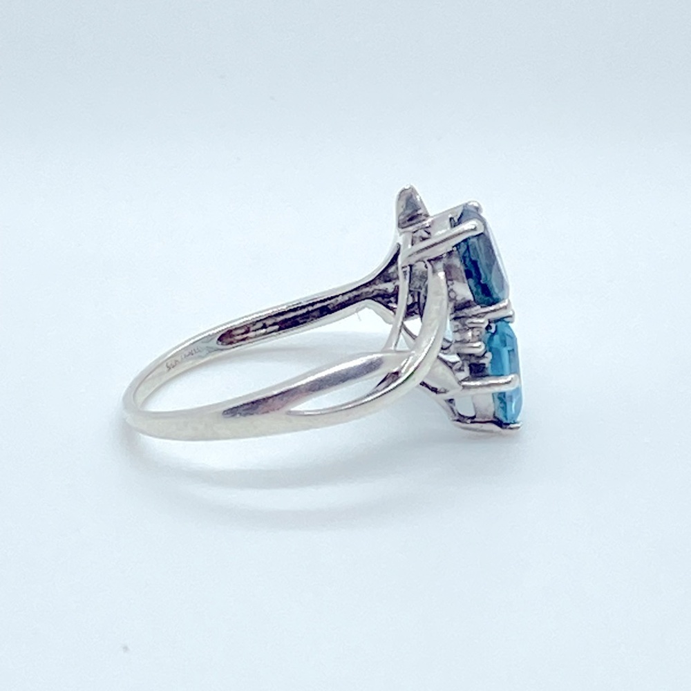 Vtg Sterling Topaz & Diamond Gemstone Cluster 925 Silver Ring | Sz 8.25 - Picture 7 of 16